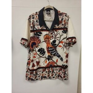 Brooklyn State 3XL Shirt Bird Floral Print Short Sleeve Button Up‎ Menswear